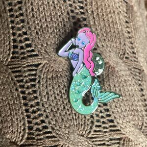 Mermaid Enamel Pin with Pink and Green Accents